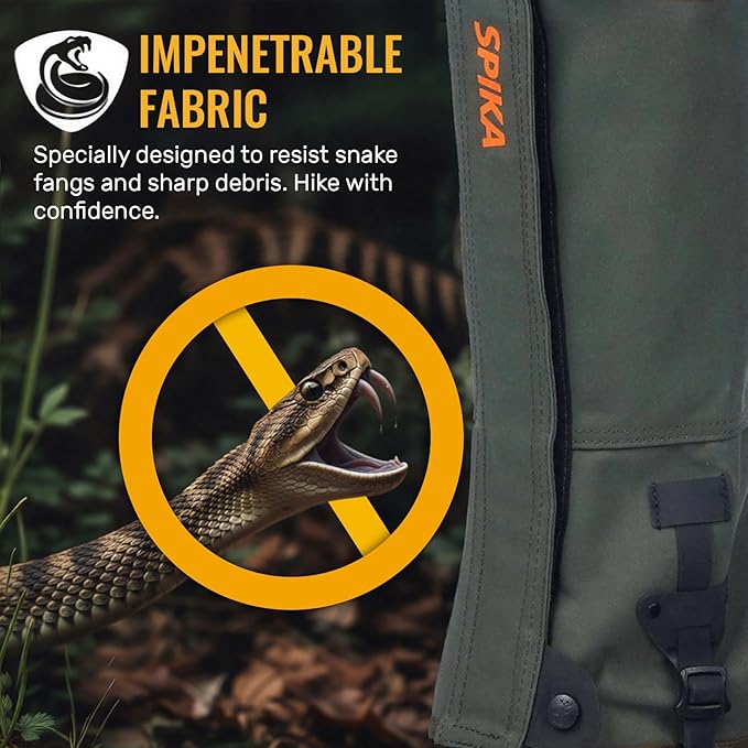 SPIKA Strike Snake Gaiters, Waterproof Snake Chaps for Hunting, Adjustable and Snake Resistent Leg