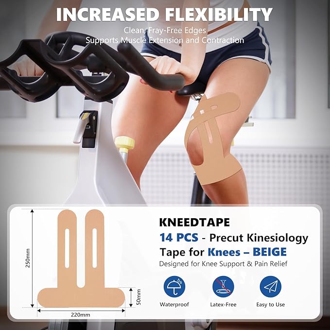 Precut Kinesiology Tape for Knees ??14 PCS Knee Tape for Pain Relief & Support, Elastic Waterproof