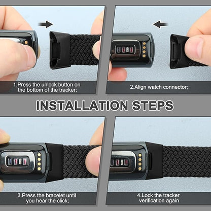 Braided Band Compatible with Fitbit Charge 6/Fitbit Charge 5, Soft Nylon Solo Loop Adjustable