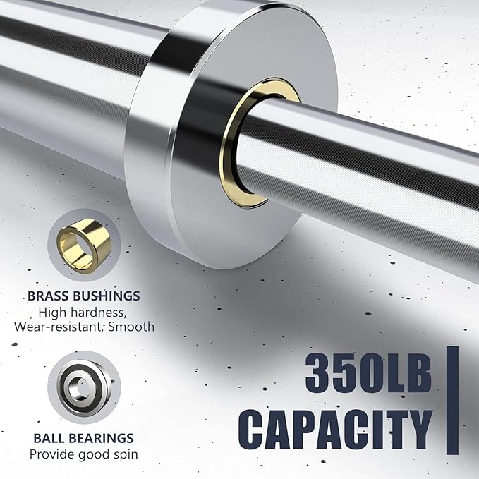 TECHNOAGE Olympic EZ Curl Bar, 47" Curl Bar(350/500LBS Capacity) 20LB, Solid Steel, Chrome Finish