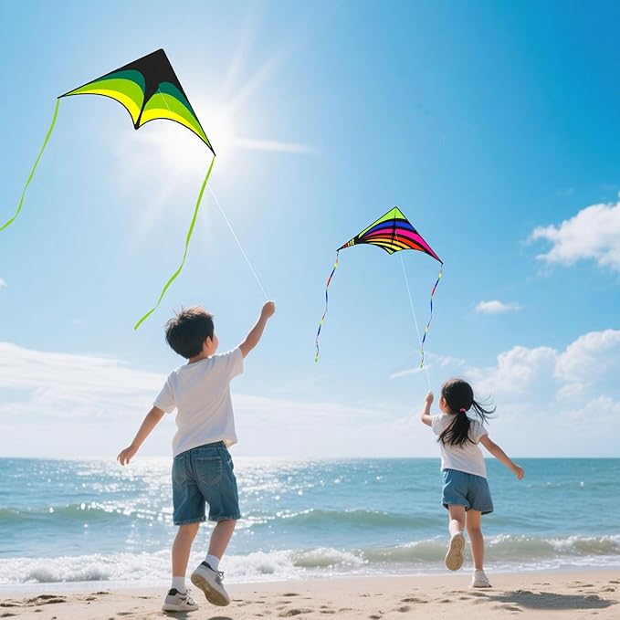 Mint's Colorful Life 3 Pack Delta Kites for Kids & Adults, Easy to Fly Large Kite Set for