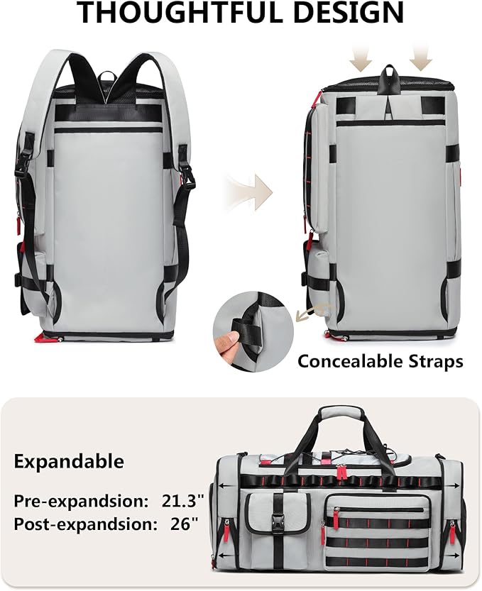 MCBD Gym Bags for Men & Women, 45L Travel Duffle Sports Backpack with Shoes & Laptop Compartment