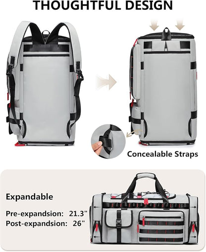 MCBD Gym Bags for Men & Women, 45L Travel Duffle Sports Backpack with Shoes & Laptop Compartment