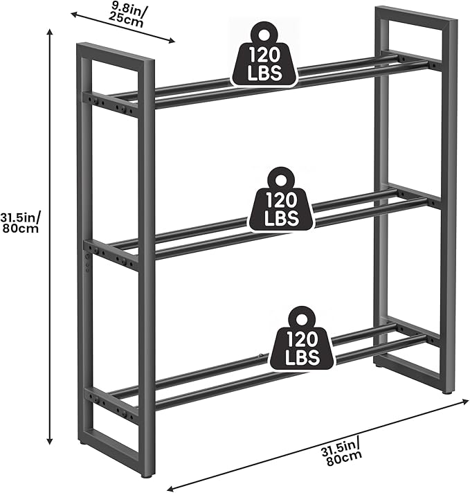 Pickpiff Adjustable 3-Tier Dumbbell Rack – Heavy-Duty Metal Weight Storage Stand for Dumbbells