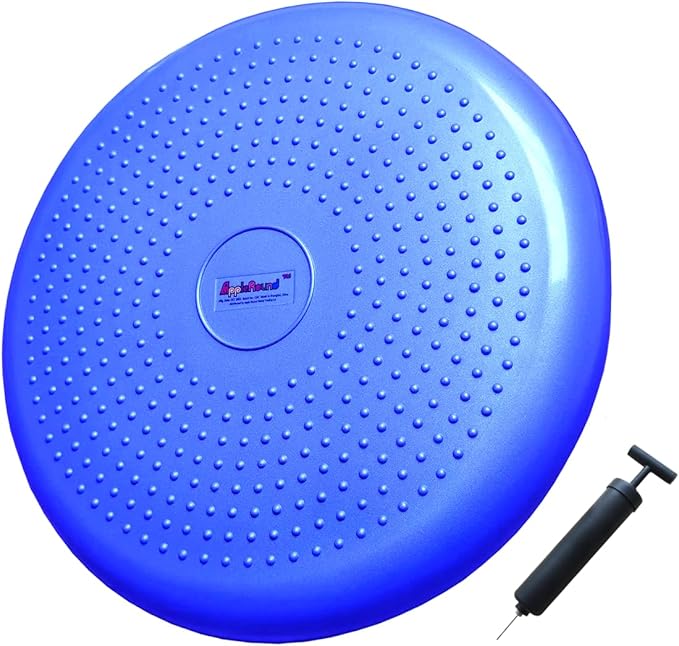 AppleRound Inflated Wobble Cushion with Hand Pump, Air Stability Board (Extra Thick), Core Balance