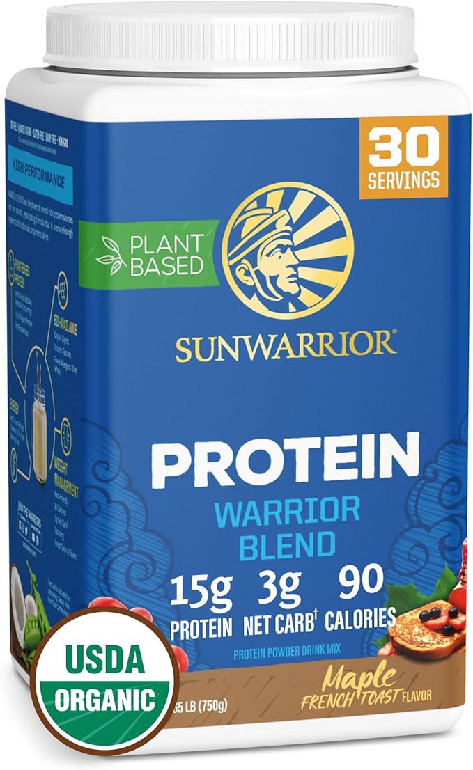 Sunwarrior Organic Plant Based Protein Powder | Vegan Organic Protein Powder Maple Flavored with