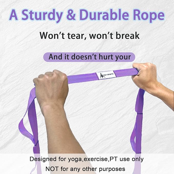 Stretching Strap Yoga Strap with Loops, Stretch Straps for Physical Therapy, Non-Elastic Exercise