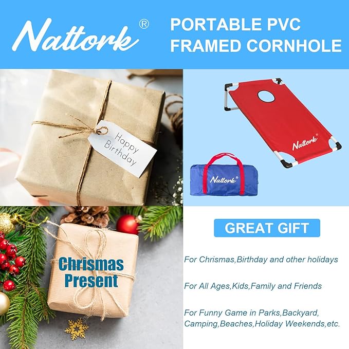Portable Cornhole Set with 2 Collapsible Cornhole Boards, 8 Cornhole Bean Bags and Carrying Case