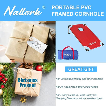 Portable Cornhole Set with 2 Collapsible Cornhole Boards, 8 Cornhole Bean Bags and Carrying Case