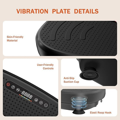 Vibration Plate Exercise Machine, Vibration Plate Platform with Bluetooth & Resistance Bands