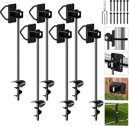 Ground Anchors Screw in Payivsve, Multi-Purpose Trampoline Stakes Heavy Duty, 3" Wider Spiral