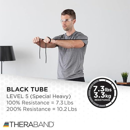 THERABAND Resistance Tubes, Advanced Set, Blue & Black, 5 ft Latex Tubing, Home or Clinic Use