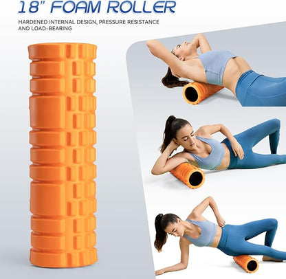 Foam Roller High Density Foam Roller Set for Deep Tissue Muscle Massage, 18" Trigger Point Fitness