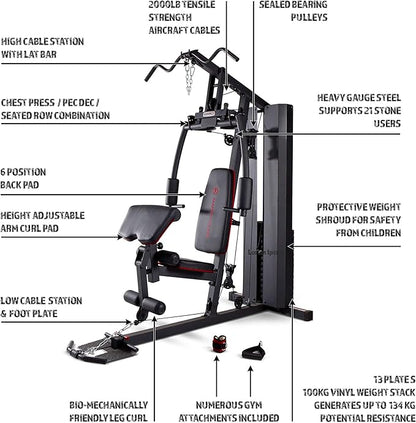 Marcy Multifunctional Workout Station 100lbs to 200lbs Stack Home Gym for Weightlifting and