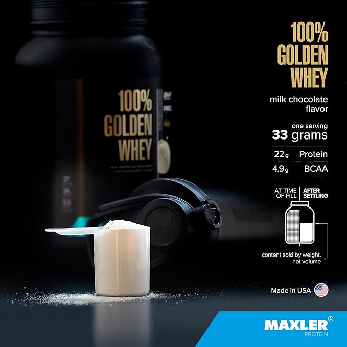 Maxler 100% Golden Whey Protein - 22g Protein per Serving - Premium Whey Protein Powder for Pre