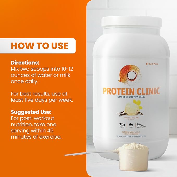 SaltWrap Protein Clinic - Total Body Recovery Shake with Collagen Peptides, HMB, Tart Cherry