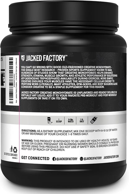 Jacked Factory Creatine Monohydrate Powder 1000g - 5g Daily Creatine Supplement for Men and Women