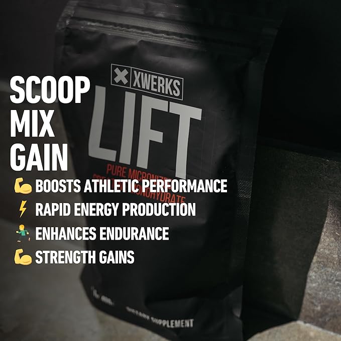 Xwerks Lift Micronized Creatine Monohydrate Powder, Unflavored, 80 Servings, 100% Pure Natural