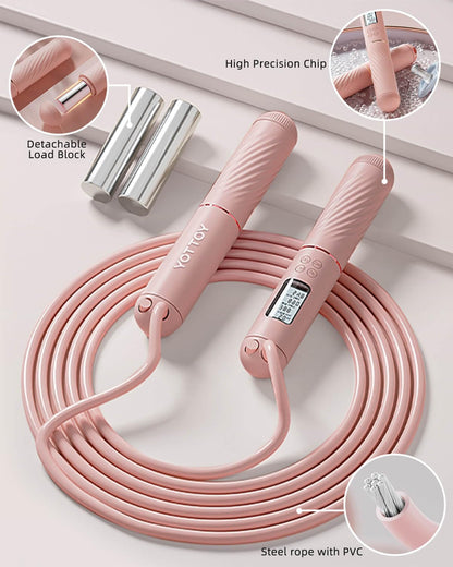 YOTTOY Cordless Jump Rope with Counter - Ropeless Jump Rope 2 In 1 with Large Cordless