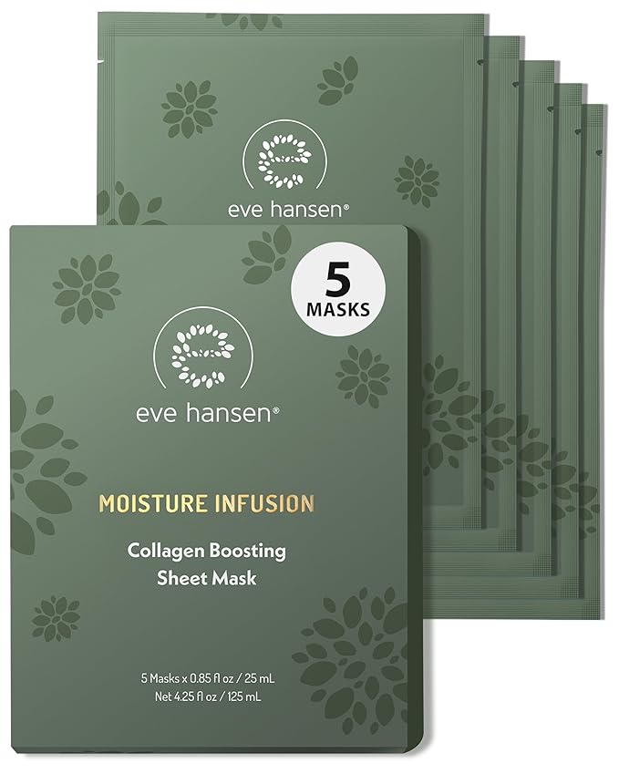 Eve Hansen Collagen Face Mask Sheets Set of 5 ??Hydrating & Nourishing Care for All Skin Types