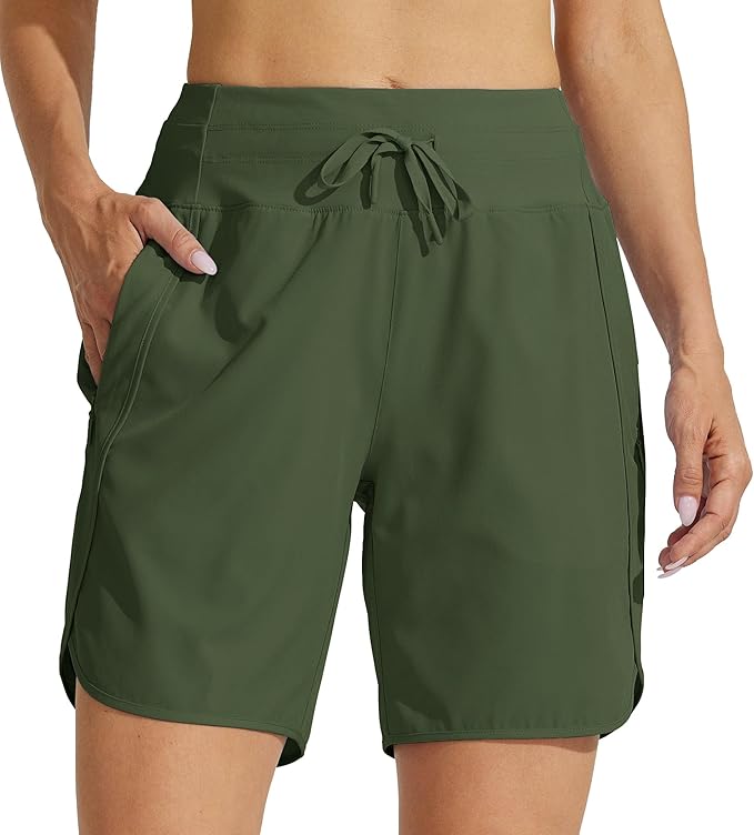 Willit Women's 7" Athletic Running Shorts Long Workout Hiking Shorts Quick Dry High Waisted Active