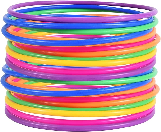 OBTANIM 24 Pcs Plastic 7 Inch Ring Toss Game for Kids and Outdoor Toss Rings for Speed and Agility
