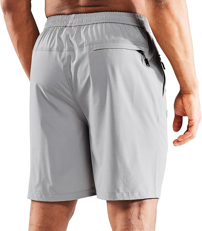 MIER Men's Quick Dry Running Shorts with Zipper Pocket, Elastic Waist Athletic Workout Exercise