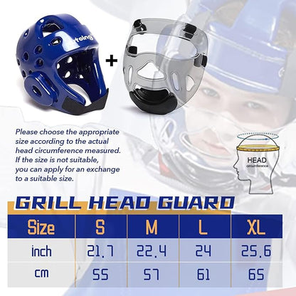 Kids Adults Karate Headgear with Face Shield, MMA Martial Arts Headgear Boxing Soft Helmet