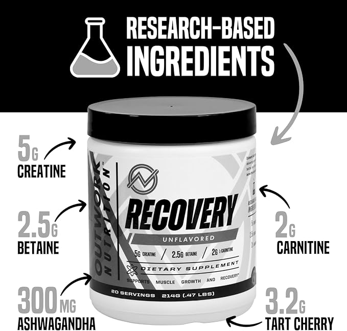 Outwork Nutrition Post Workout Recovery Powder - Creatine Monohydrate, KSM-66 Ashwagandha & Tart