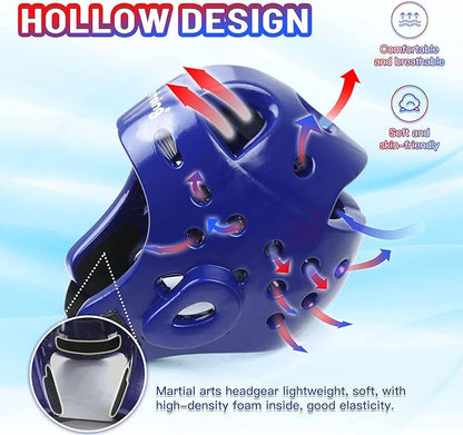 Kids Adults Karate Headgear MMA Martial Arts Helmet, Removable Face Shield, Soft Head Gear for