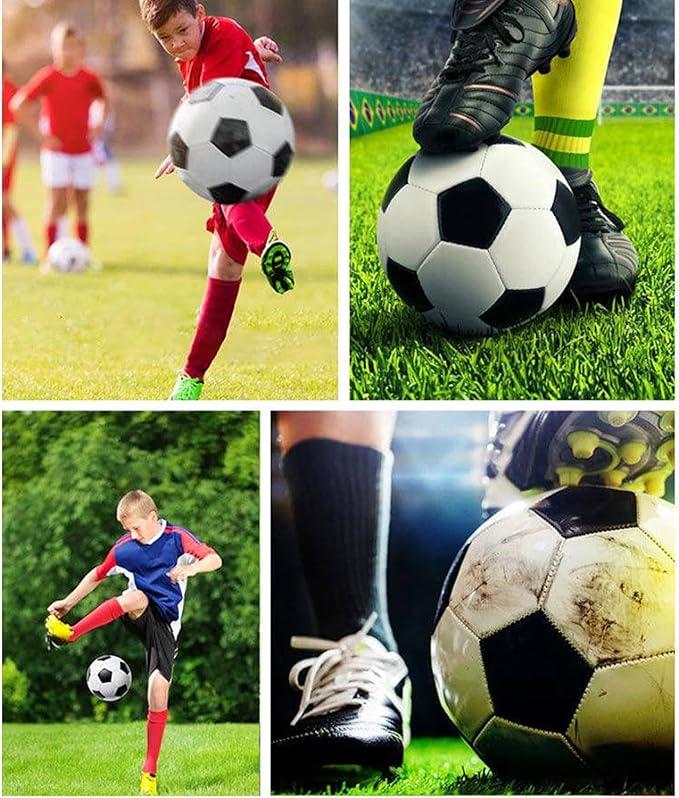 6 Pack Classic Soccer Balls Size 5/4/3 Includes Ball Pump and Net Bag，Soccer Training Ball Practice