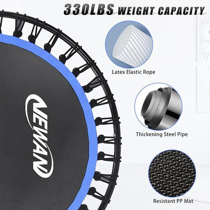 Newan 40"-48" Silent Mini Trampoline Fitness Trampoline Bungee Rebounder Jumping Cardio Trainer