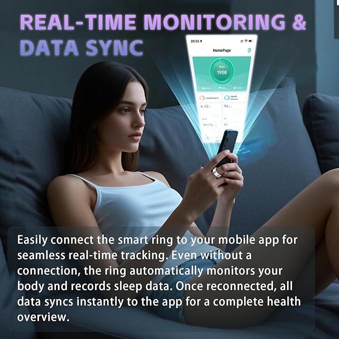 Smart Ring, Activity Fitness Tracker Ring for Women Men, Monitoring of Pedometer, SpO2, Sleep