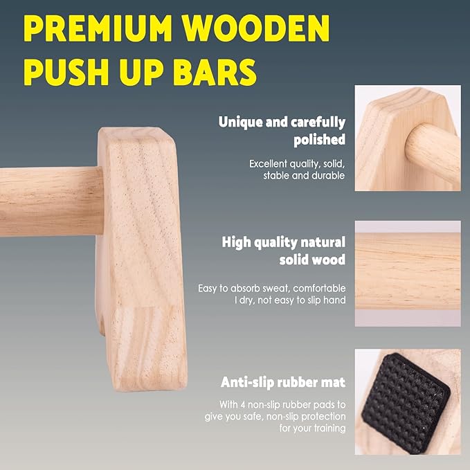 Premium Wooden Push Up Bars,Parallettes Bars for Calisthenics,Push Up Handles,Calisthenics