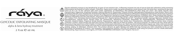 Raya Glycolic Exfoliating Masque with AHA and BHA (G-611) | Exfoliating Facial Treatment Mask for