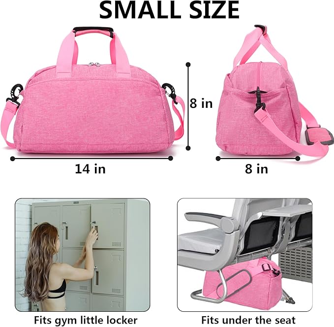 14 inch Small Gym Bag for Women & Men, Mini Duffel Bag for Travel Sports Lightweight Carry On Bag