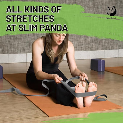 Slim Panda Yoga Strap for Stretching,Cotton Yoga Strap with Adjustable D-Ring Buckle,Non-Elastic