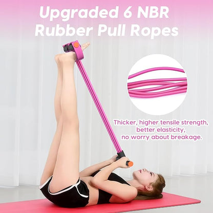 Resistance Bands with Handles, 6-Tubes Elastic Foot Pedal Resistance Bands, Natural Rubber Ankle