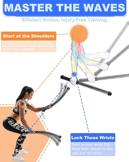 2PCS Weighted Ropeless Battle Ropes for Home Gym, Heavy Duty Arm Exerciser for Strength Training