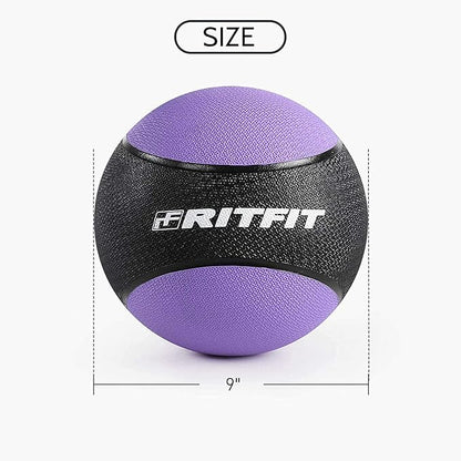 RitFit Weighted Medicine Ball - Non-Slip Rubber Shell & Dual Texture Grip - Workout Exercise Ball
