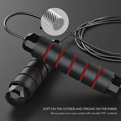 Jump Rope, Tangle-Free Rapid Speed Jumping Rope Cable with Ball Bearings for Women, Men, and Kids