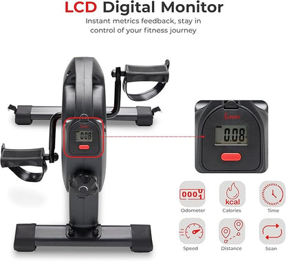 Sunny Health & Fitness Smart Under-Desk Bike Exerciser, Low-Impact Cardio Cycling Equipment for