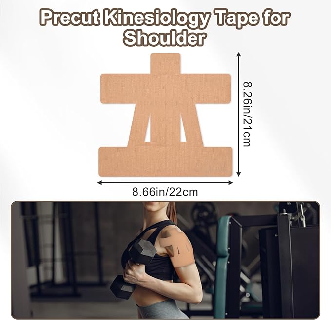 15 Pcs Precut Kinesiology Tape for Shoulder, Latex-Free Shoulder Tape for Pain Relief, Muscle