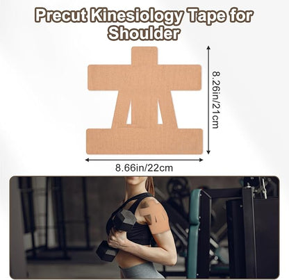 15 Pcs Precut Kinesiology Tape for Shoulder, Latex-Free Shoulder Tape for Pain Relief, Muscle