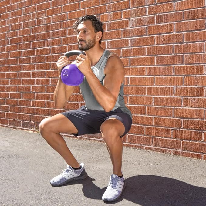 ProsourceFit Vinyl Coated Cast Iron Kettlebells for Full Body Fitness Workouts