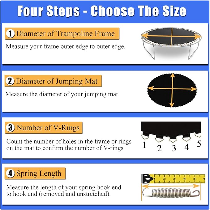 Trampoline Mat, Fits 8FT Frame, with 42/48 V-Rings and Spring Tool, Replacement Jumping Mat