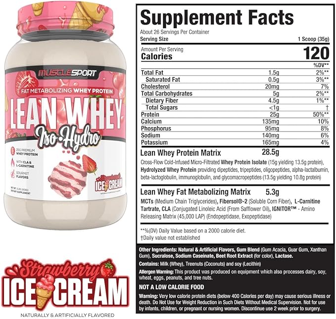 Musclesport Lean Whey Revolution??Protein Powder - Whey Protein Isolate - Low Calorie, Low Carb