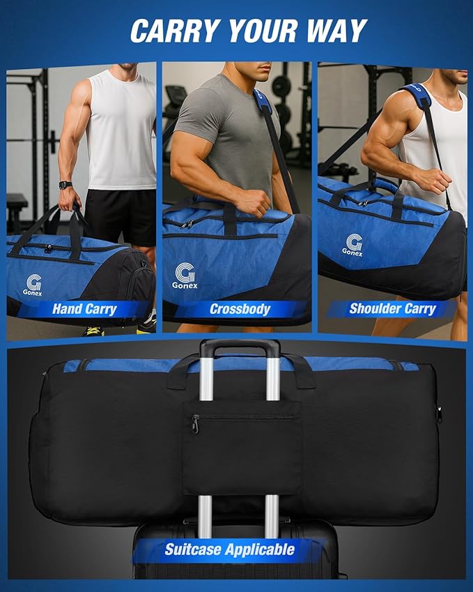 Gonex Gym Duffel Bag with Shoe Compartment Wet Pocket, Large Capacity Sports Duffle Bag for Men