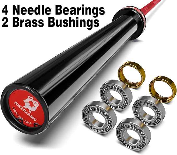 7ft Olympic Barbell, Weightlifting Barbell 28mm 45lb - 500/700/1000lbs Capacity with Smooth