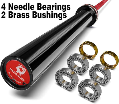 7ft Olympic Barbell, Weightlifting Barbell 28mm 45lb - 500/700/1000lbs Capacity with Smooth